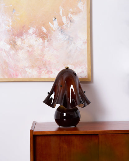 Artisan Glass Desk Lamp 12.6 Inches Tall With Sculpted Shade For Bedroom Office Nightstand Ambient Glow Multicolor Choices Contemporary Styl