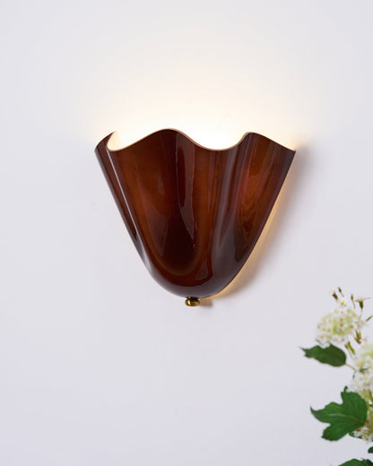 Curved Petal Glass Wall Sconce with Metal Accent for Bedroom, Hallway & Living Room – G9 LED Hardwired Modern Ambient Light Fixture