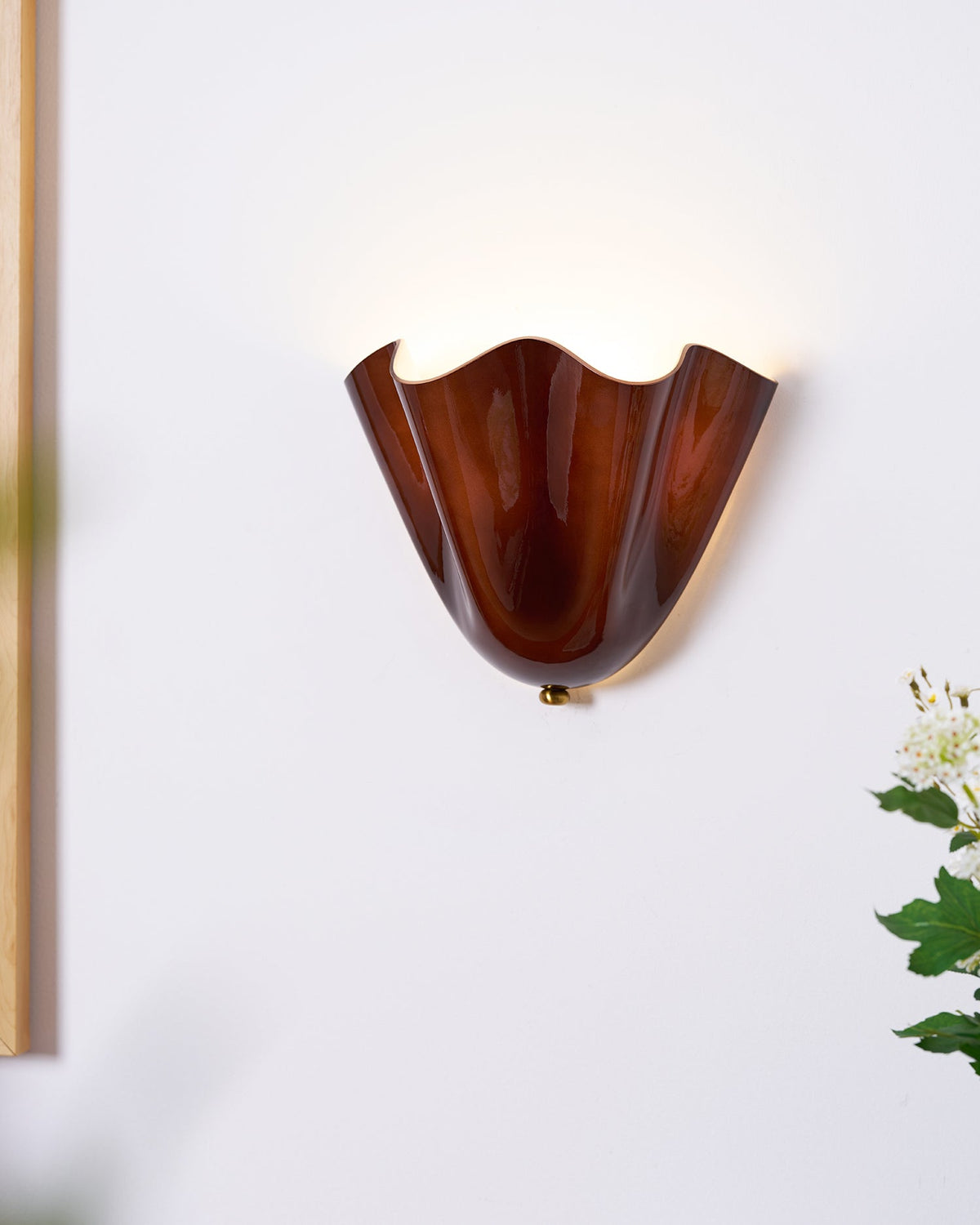Curved Petal Glass Wall Sconce with Metal Accent for Bedroom, Hallway & Living Room – G9 LED Hardwired Modern Ambient Light Fixture