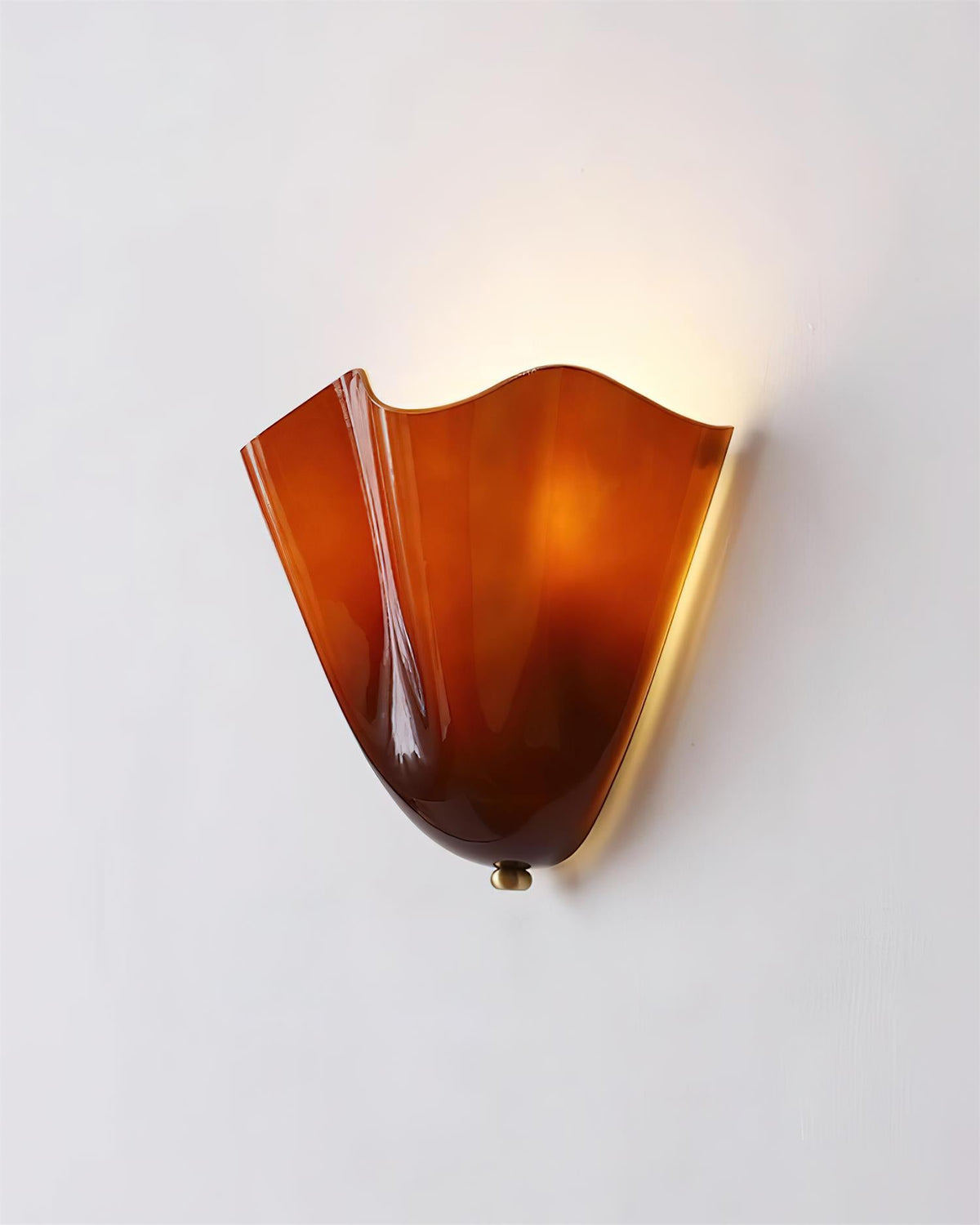 Hand-Blown Glass Wall Sconce 11 in Wide Petal Shade Lighting Fixture Bedroom Hallway Ambient Light E26 Base 110-120V Dual Bulb Decorative Mo