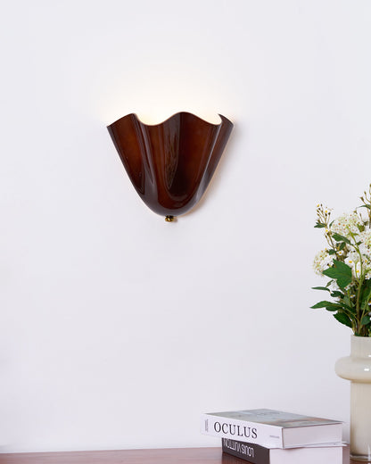 Curved Petal Glass Wall Sconce with Metal Accent for Bedroom, Hallway & Living Room – G9 LED Hardwired Modern Ambient Light Fixture
