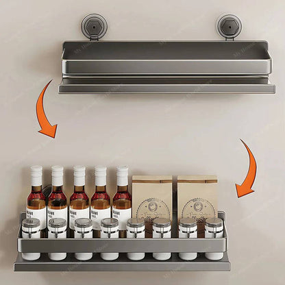 Ortekor Vera | Wall Spice Rack Organizer with Adjustable Suction Cups | Sleek Design for Effortless Kitchen Storage