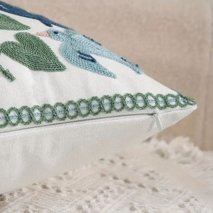 Verden Botanical Cushion Cover - Embroidered Microfiber 18x18 Inches