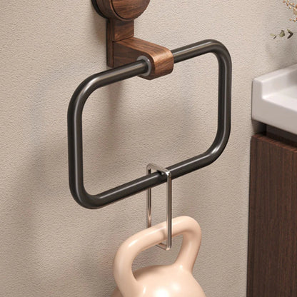 Vero Towel Rack - Walnut-Inspired Design, Removable Suction Base