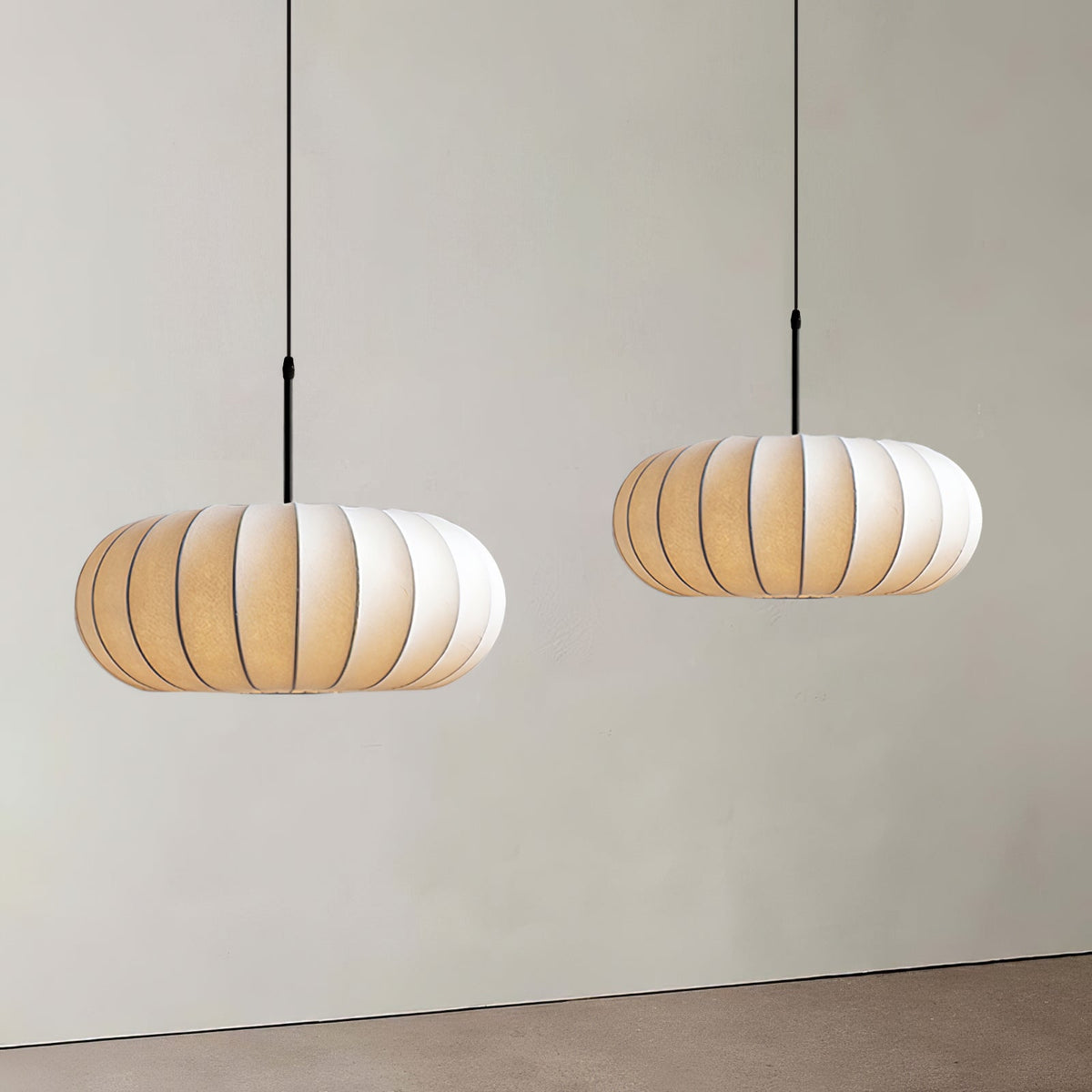 Fabric Drum Shade Hanging Lamp 20-Inch Diameter Height-Adjustable Drop Light for Dining Table Kitchen Counter Island White Black Finish Mode