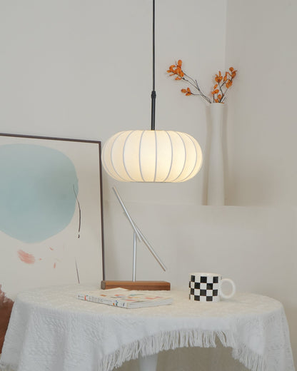 Fabric Drum Shade Hanging Lamp 20-Inch Diameter Height-Adjustable Drop Light for Dining Table Kitchen Counter Island White Black Finish Mode