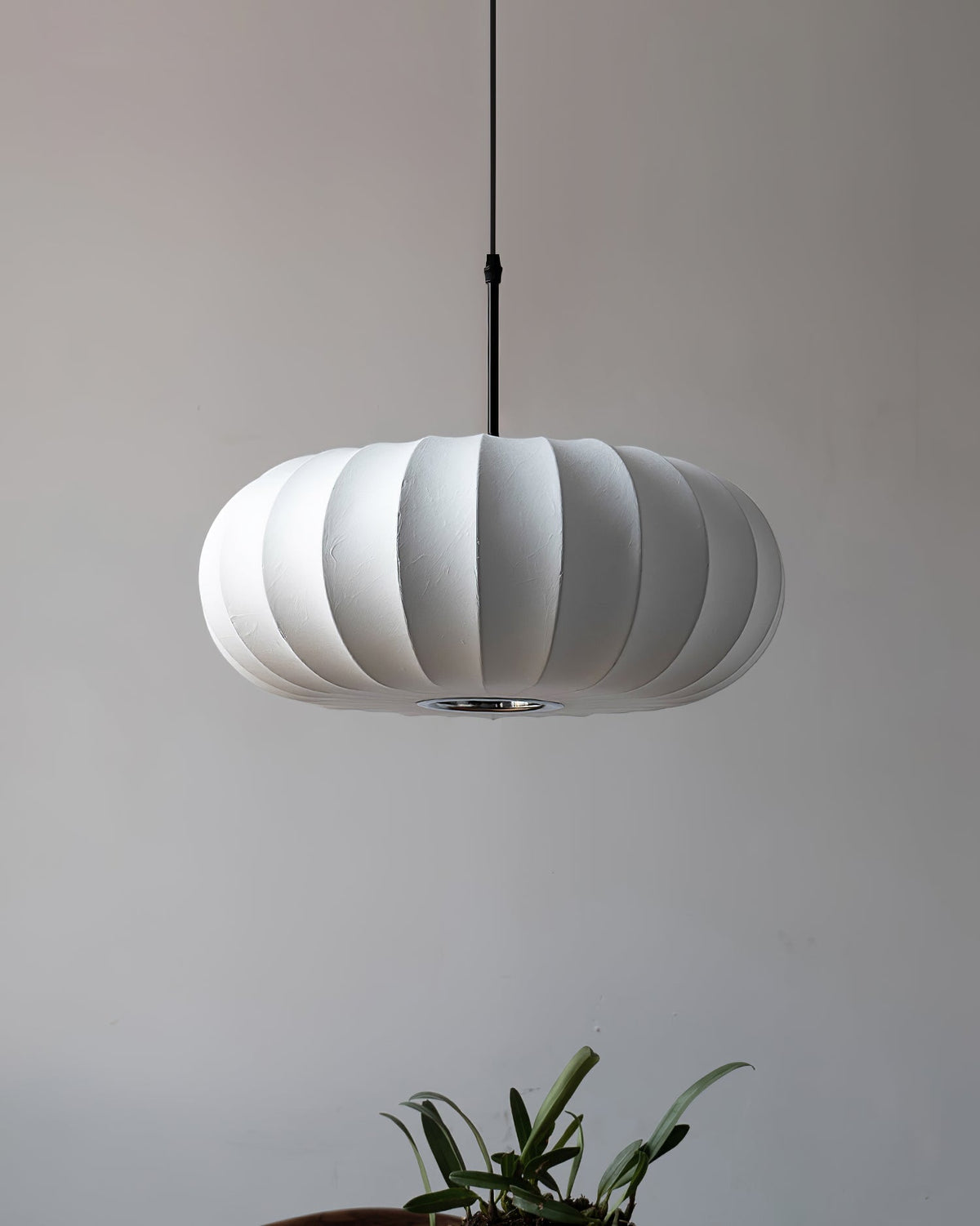 Fabric Drum Shade Hanging Lamp 20-Inch Diameter Height-Adjustable Drop Light for Dining Table Kitchen Counter Island White Black Finish Mode