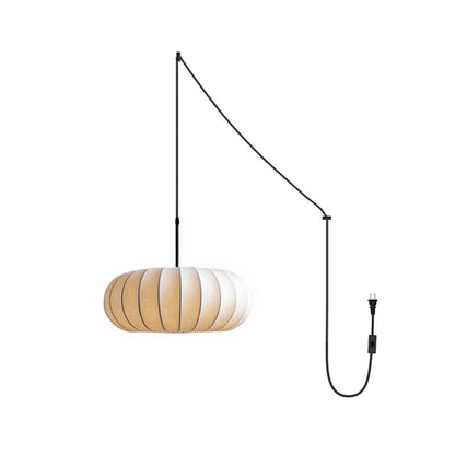 Hanging Ceiling Light with Cloth Shade for Dining Room & Kitchen – Adjustable Height, E26 Socket, Dimmable – 12 in White Fixture for Modern