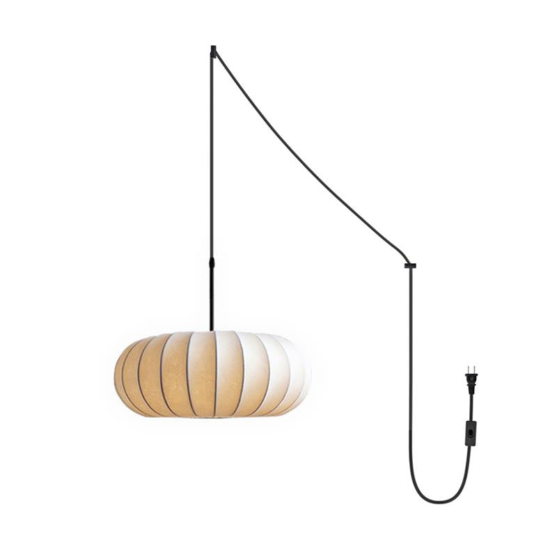 Hanging Ceiling Light with Cloth Shade for Dining Room & Kitchen – Adjustable Height, E26 Socket, Dimmable – 12 in White Fixture for Modern