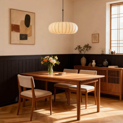 Lámpara de techo de seda colgante con forma orgánica para comedores y salas de estar – Compatible con LED regulable en tamaños de 12, 16 o 20 pulgadas