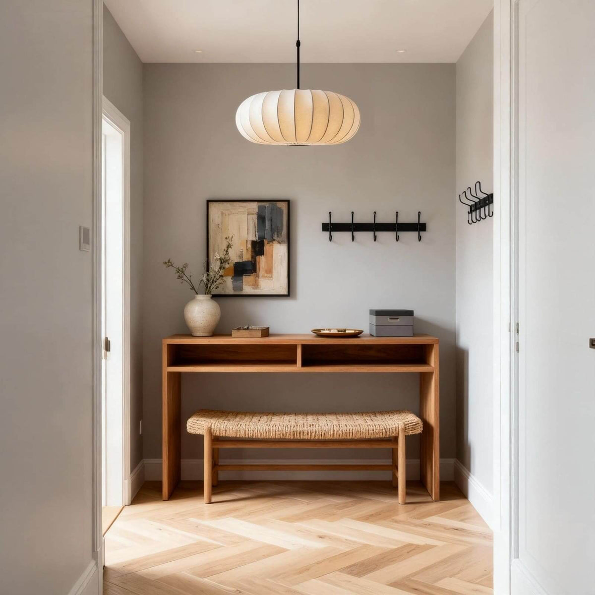 Lámpara de techo de seda colgante con forma orgánica para comedores y salas de estar – Compatible con LED regulable en tamaños de 12, 16 o 20 pulgadas