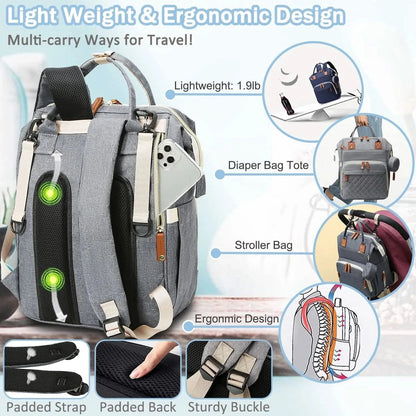 PARENTGO – Versatile diaper bag backpack with changing pad and pacifier case