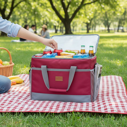 Versatile Insulated Cooler Bag with Zippered Closure for Fresh Food