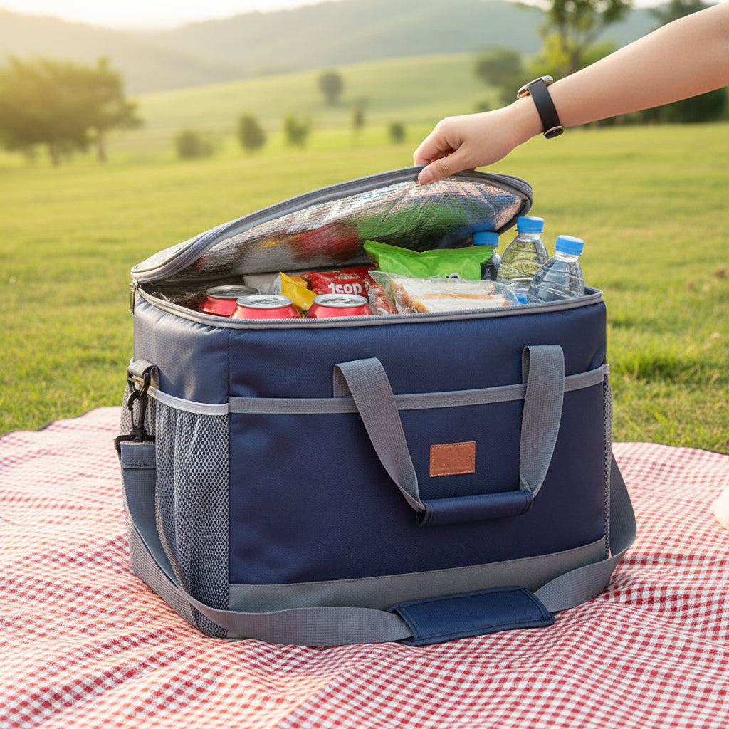 Versatile Insulated Cooler Bag with Zippered Closure for Fresh Food