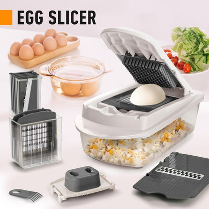 Vegetable Slicer, Vegetable Chopper with Container, Food Chopper, Kitchen Gadget with Fries Cutter and Egg Slicer