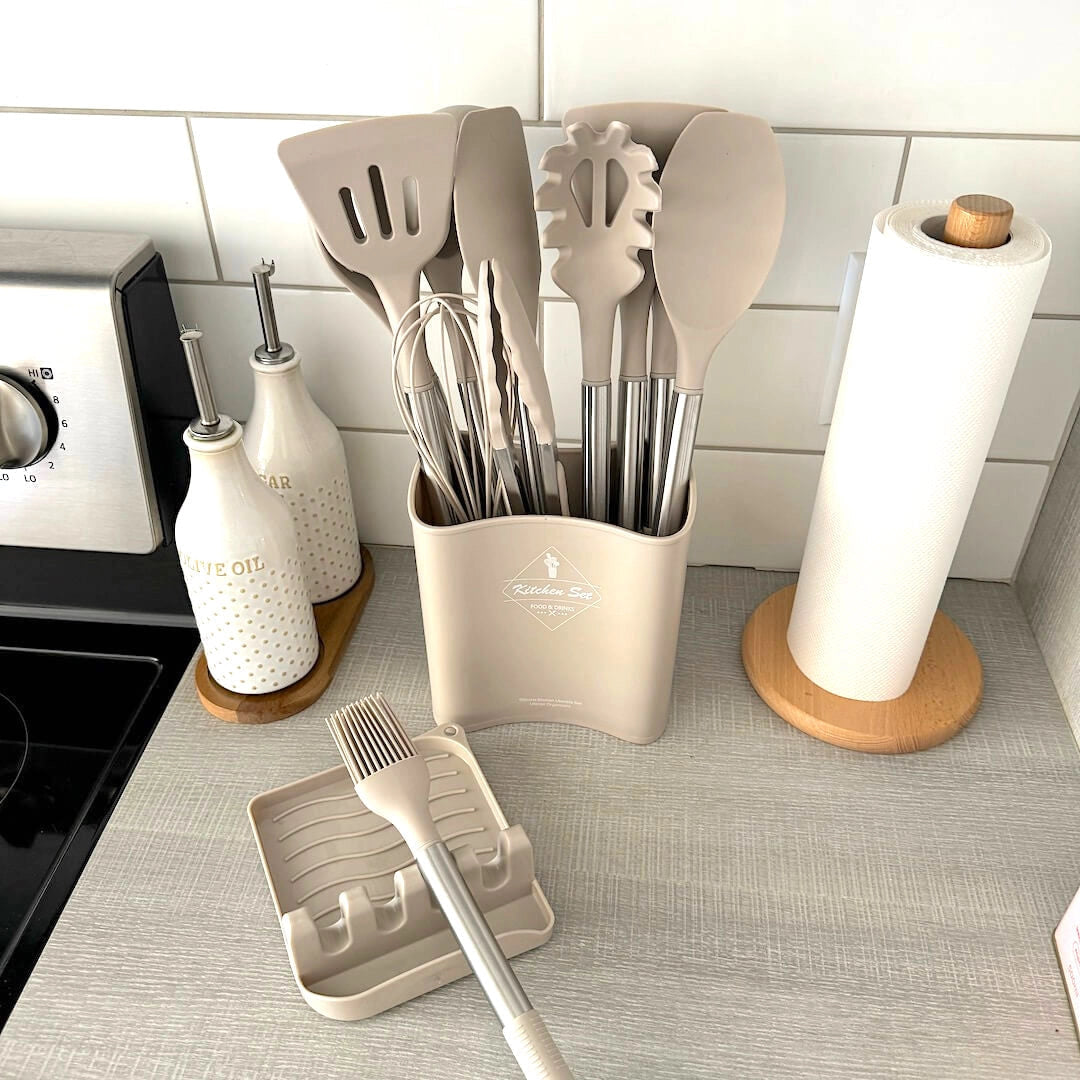 Versatile Kitchen Utensil Set | Silicone Cooking Utensils with Heat Resistance | Essential Tools for Safe Cooking