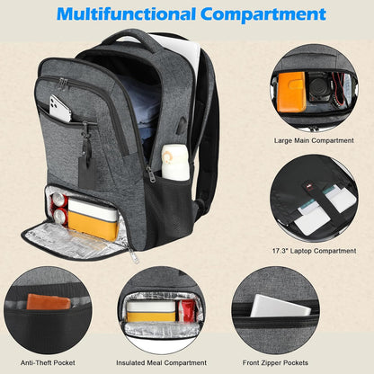 Versatile Laptop & Lunch Backpack with USB Charging Port | Waterproof Design for Travel and Work