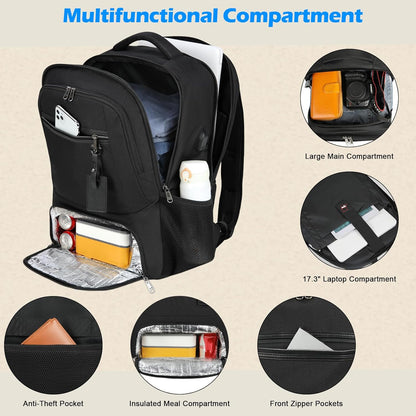 Versatile Laptop & Lunch Backpack with USB Charging Port | Waterproof Design for Travel and Work