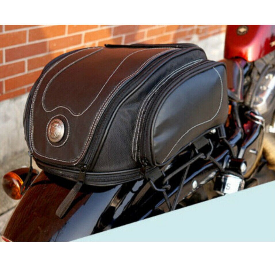 Versatile Motorcycle Tail Bag with Expandable Storage & Water-Resistant Design for All-Weather Rides