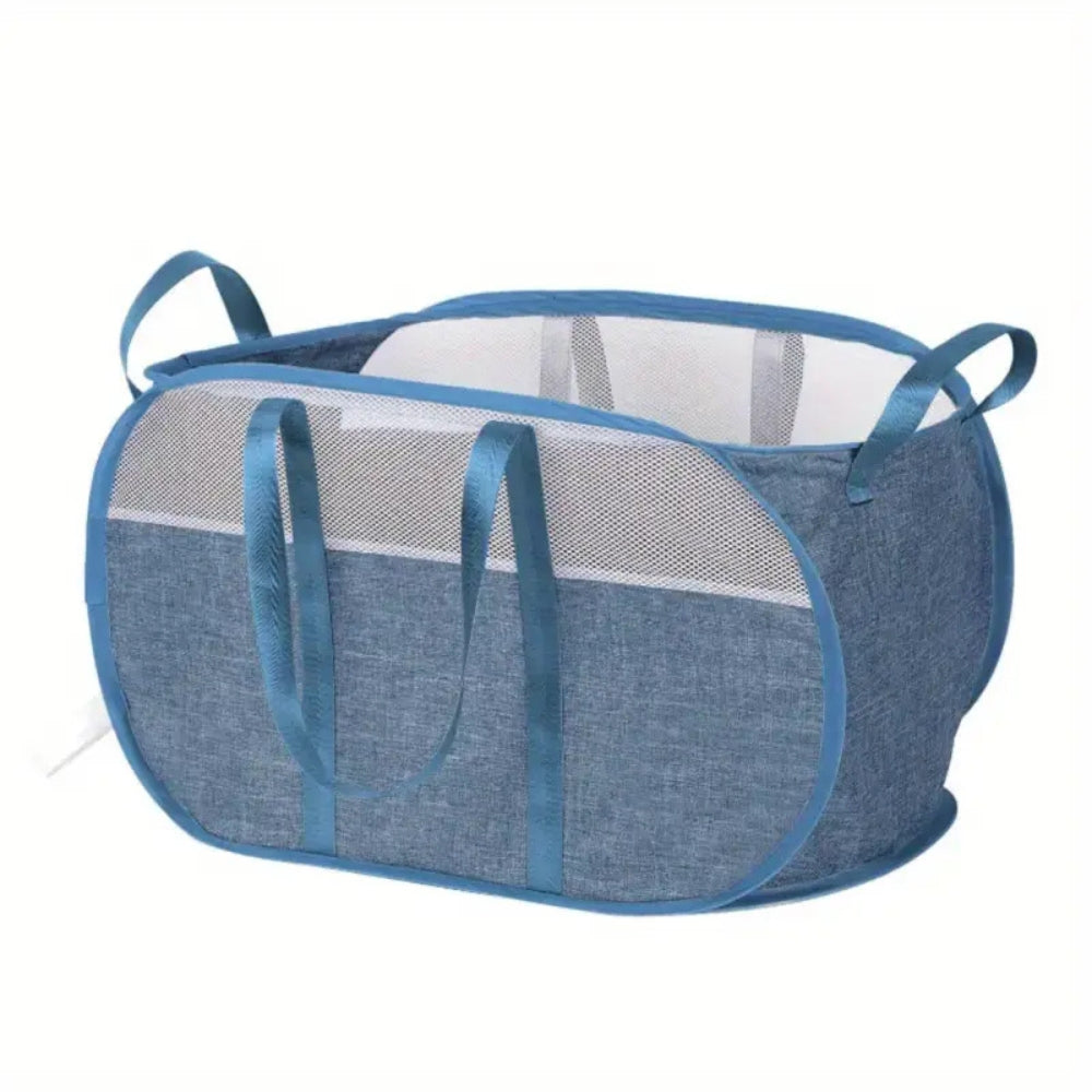 Versatile Pop-Up Laundry Basket with Breathable Mesh Panels for Easy Carrying