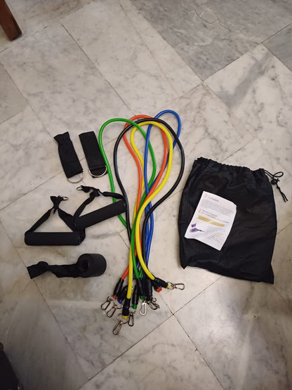 Versatile Resistance Bands Set | 11-Piece Exercise Bands with Adjustable Levels | Portable Solution for Full Body Workouts