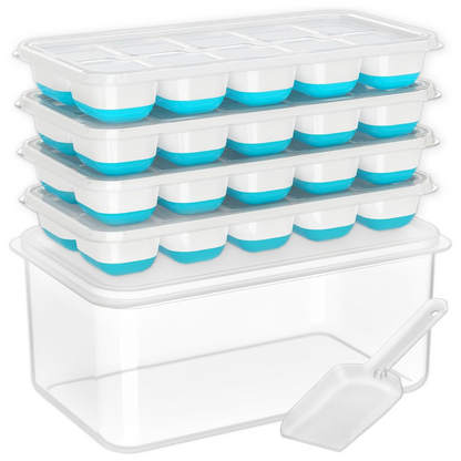 Versatile Silicone Ice Cube Trays with Storage Bin for Easy Ice Organization