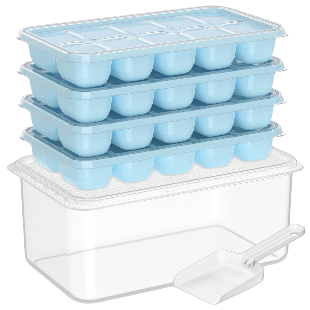 Versatile Silicone Ice Cube Trays with Storage Bin for Easy Ice Organization