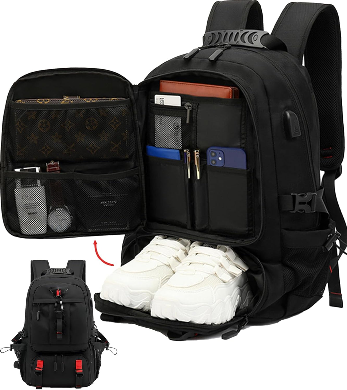 Versatile Travel Laptop Backpack | 60L Waterproof Design with USB Port for Secure Organization