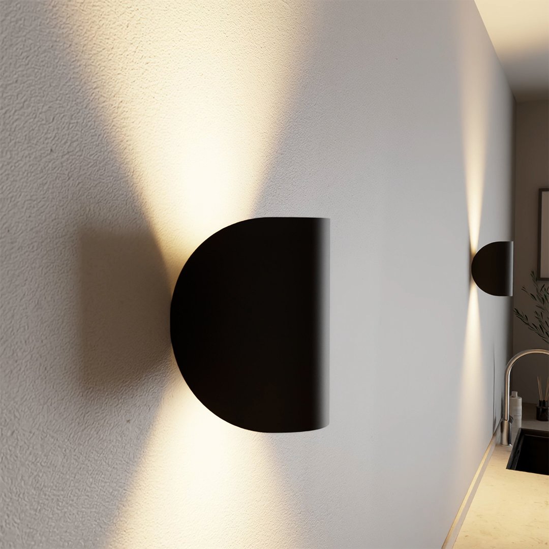 Aplique de pared LED de haz doble, aluminio blanco y negro, para interiores y exteriores, 6W, 3000K, luz cálida, para pasillo, sala de estar, dormitorio y entrada
