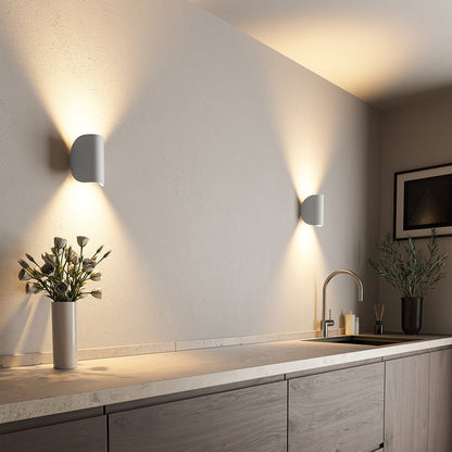 Aplique de pared LED de haz doble, aluminio blanco y negro, para interiores y exteriores, 6W, 3000K, luz cálida, para pasillo, sala de estar, dormitorio y entrada