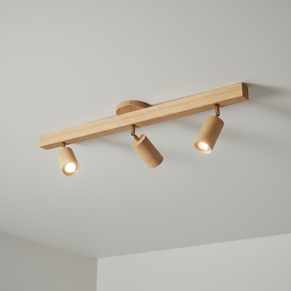 Adjustable Track Light with Wood Finish GU10 Socket Swivel Directional Spotlights for Kitchen Living Room Bedroom Home Accent Task Lighting
