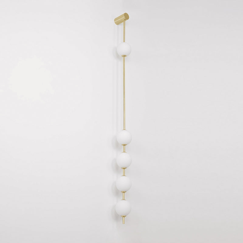 Vertical Multi-Globe LED Wall Sconce Brass Finish Adjustable Height Indoor Hallway Staircase Entry Lighting Modern Metal Glass Fixture 3-6 L