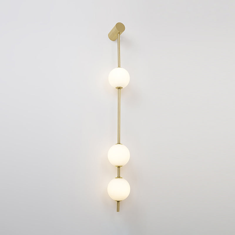 Vertical Multi-Globe LED Wall Sconce Brass Finish Adjustable Height Indoor Hallway Staircase Entry Lighting Modern Metal Glass Fixture 3-6 L