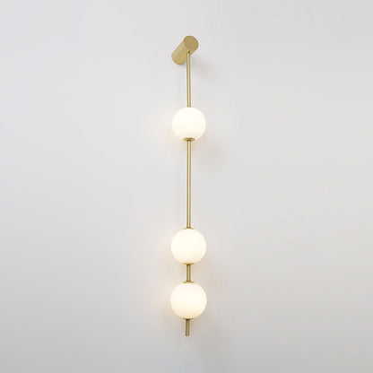 Vertical Multi-Globe LED Wall Sconce Brass Finish Adjustable Height Indoor Hallway Staircase Entry Lighting Modern Metal Glass Fixture 3-6 L