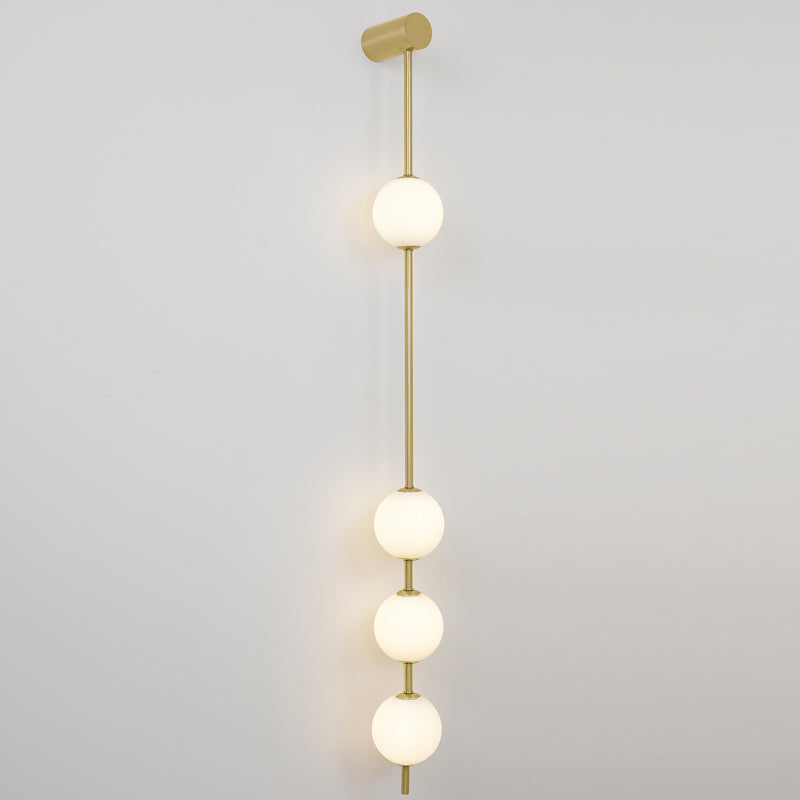 Vertical Multi-Globe LED Wall Sconce Brass Finish Adjustable Height Indoor Hallway Staircase Entry Lighting Modern Metal Glass Fixture 3-6 L