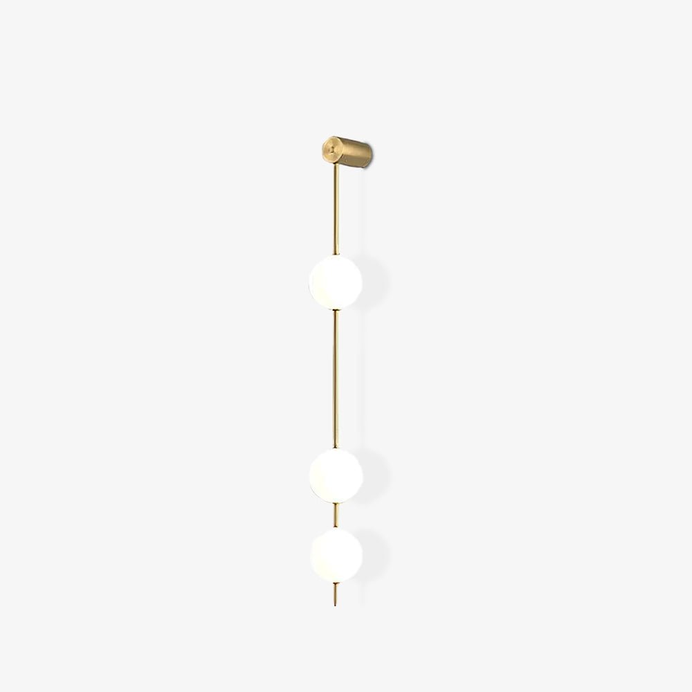 Vertical Multi-Globe LED Wall Sconce Brass Finish Adjustable Height Indoor Hallway Staircase Entry Lighting Modern Metal Glass Fixture 3-6 L