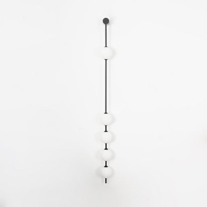 Vertical Multi-Globe LED Wall Sconce Brass Finish Adjustable Height Indoor Hallway Staircase Entry Lighting Modern Metal Glass Fixture 3-6 L