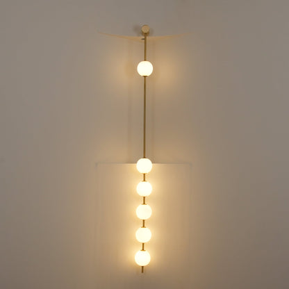 Vertical Multi-Globe LED Wall Sconce Brass Finish Adjustable Height Indoor Hallway Staircase Entry Lighting Modern Metal Glass Fixture 3-6 L