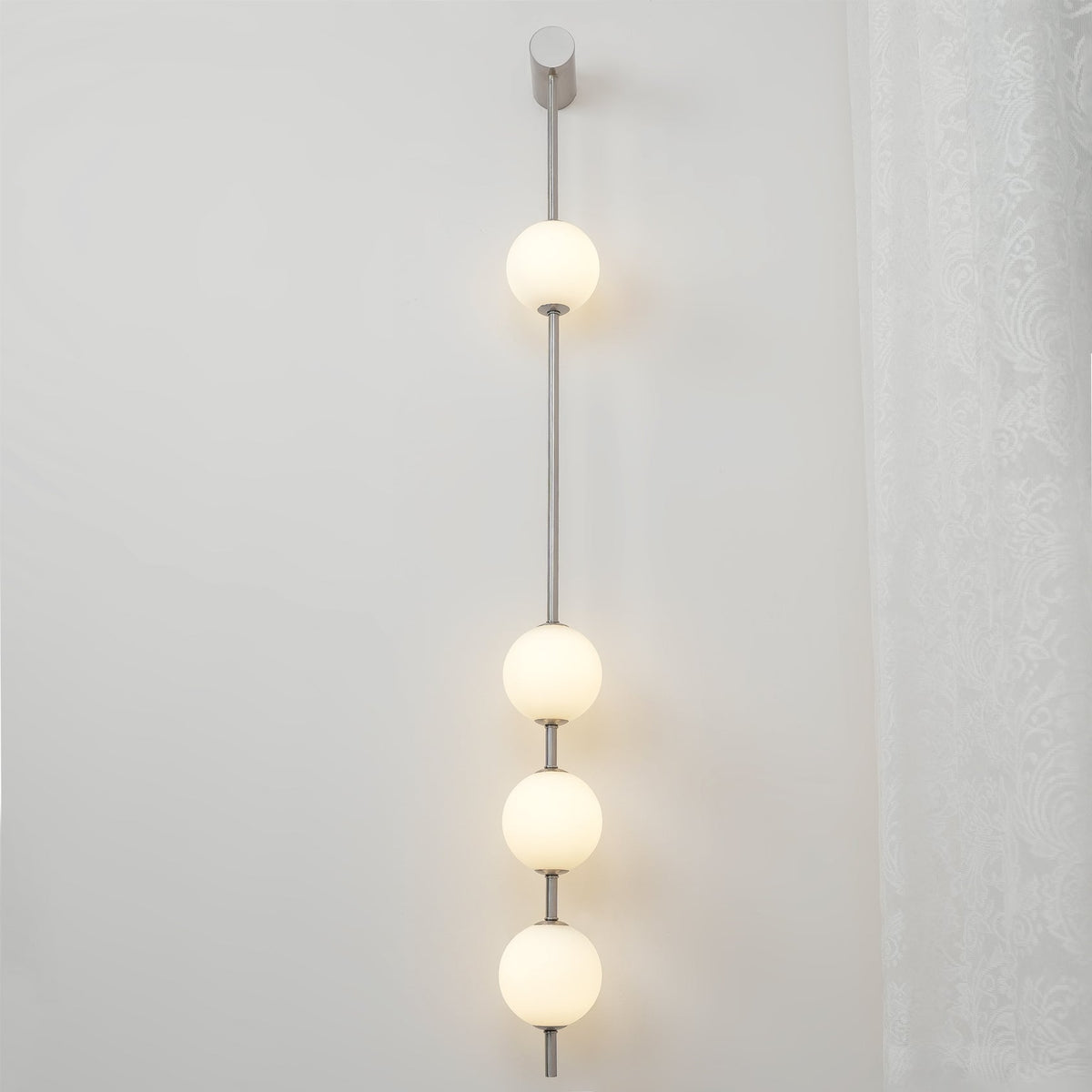 Vertical Multi-Globe LED Wall Sconce Brass Finish Adjustable Height Indoor Hallway Staircase Entry Lighting Modern Metal Glass Fixture 3-6 L