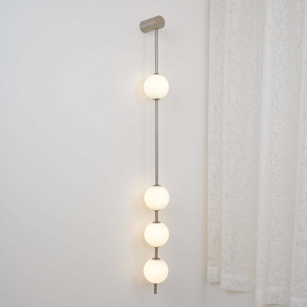 Vertical Multi-Globe LED Wall Sconce Brass Finish Adjustable Height Indoor Hallway Staircase Entry Lighting Modern Metal Glass Fixture 3-6 L