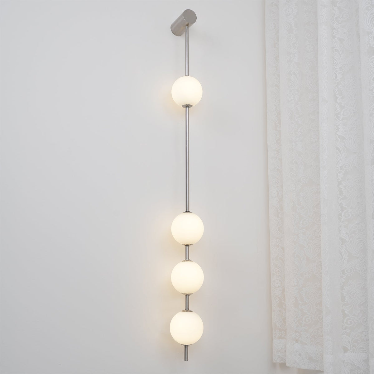 Vertical Multi-Globe LED Wall Sconce Brass Finish Adjustable Height Indoor Hallway Staircase Entry Lighting Modern Metal Glass Fixture 3-6 L