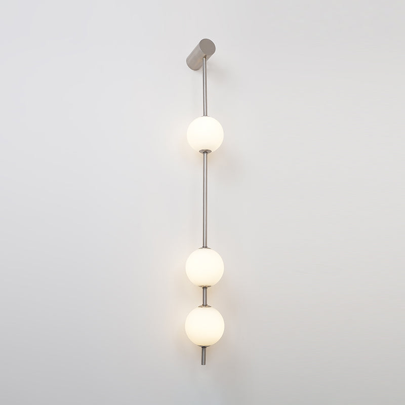 Vertical Multi-Globe LED Wall Sconce Brass Finish Adjustable Height Indoor Hallway Staircase Entry Lighting Modern Metal Glass Fixture 3-6 L