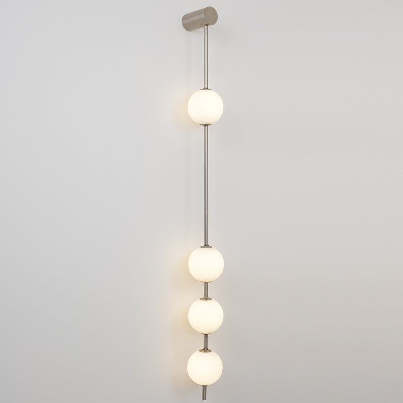 Vertical Multi-Globe LED Wall Sconce Brass Finish Adjustable Height Indoor Hallway Staircase Entry Lighting Modern Metal Glass Fixture 3-6 L