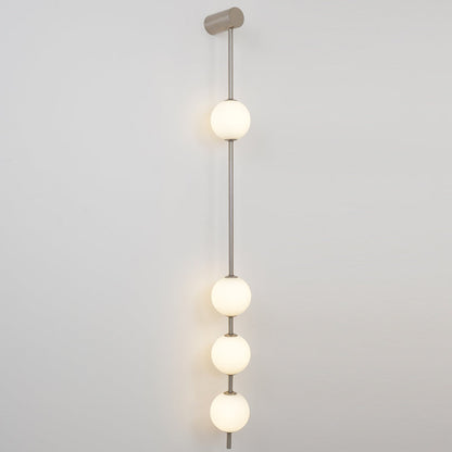 Vertical Multi-Globe LED Wall Sconce Brass Finish Adjustable Height Indoor Hallway Staircase Entry Lighting Modern Metal Glass Fixture 3-6 L