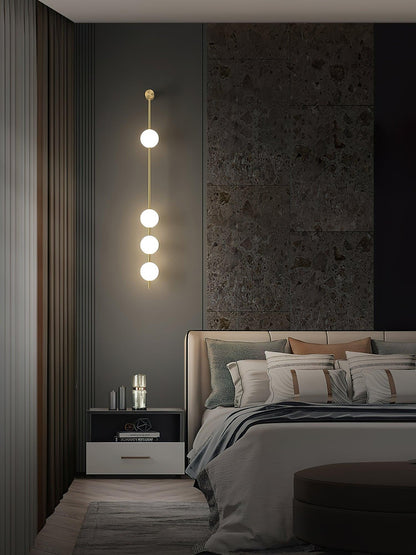 Vertical Multi-Globe LED Wall Sconce Brass Finish Adjustable Height Indoor Hallway Staircase Entry Lighting Modern Metal Glass Fixture 3-6 L