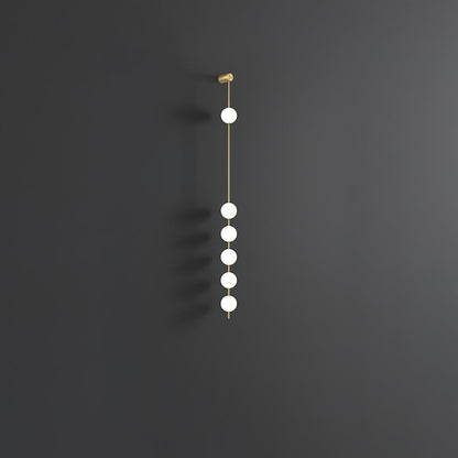 Vertical Multi-Globe LED Wall Sconce Brass Finish Adjustable Height Indoor Hallway Staircase Entry Lighting Modern Metal Glass Fixture 3-6 L