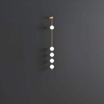 Vertical Multi-Globe LED Wall Sconce Brass Finish Adjustable Height Indoor Hallway Staircase Entry Lighting Modern Metal Glass Fixture 3-6 L