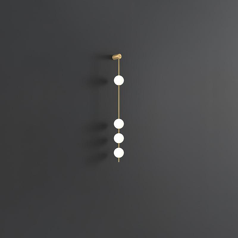 Vertical Multi-Globe LED Wall Sconce Brass Finish Adjustable Height Indoor Hallway Staircase Entry Lighting Modern Metal Glass Fixture 3-6 L