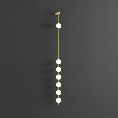 Vertical Multi-Globe LED Wall Sconce Brass Finish Adjustable Height Indoor Hallway Staircase Entry Lighting Modern Metal Glass Fixture 3-6 L