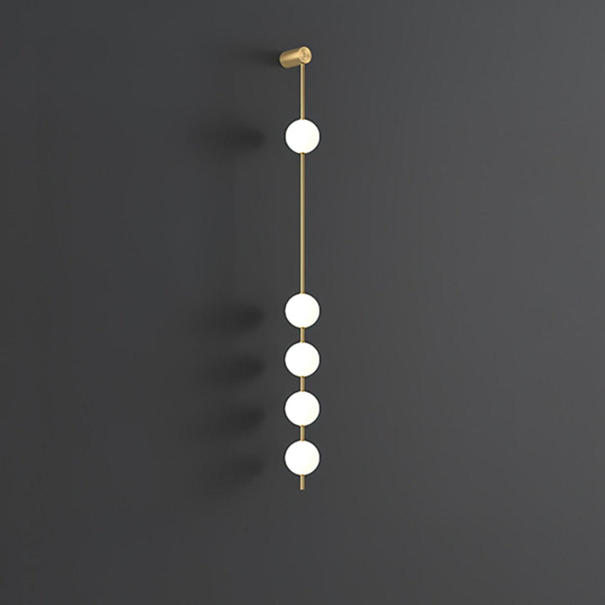 Vertical Multi-Globe LED Wall Sconce Brass Finish Adjustable Height Indoor Hallway Staircase Entry Lighting Modern Metal Glass Fixture 3-6 L